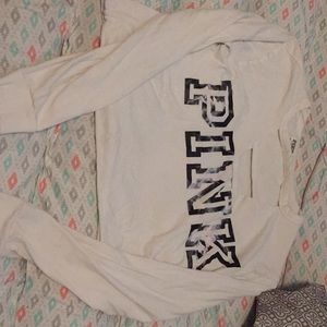 cropped long sleeve pink shirt